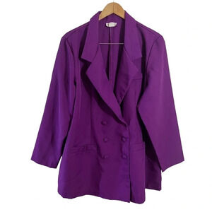 Roamans Purple Blazer Suit Jacket Plus Size 22 Career Business Workwear THIN Top
